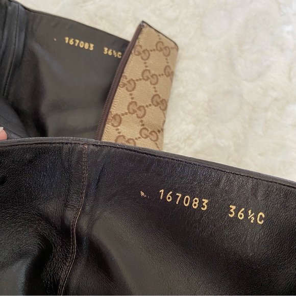 GUCCI GG Monogram Canvas Leather Ankle Boots Booties Stiletto Heels Pointed Toe - Picture 12 of 16